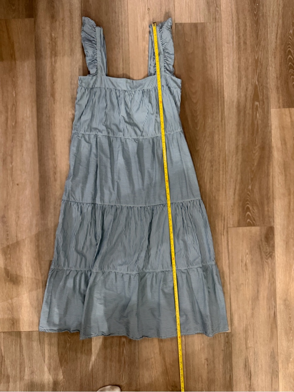 Nation LTD Blue and White Striped Tiered Maxi Dress size medium